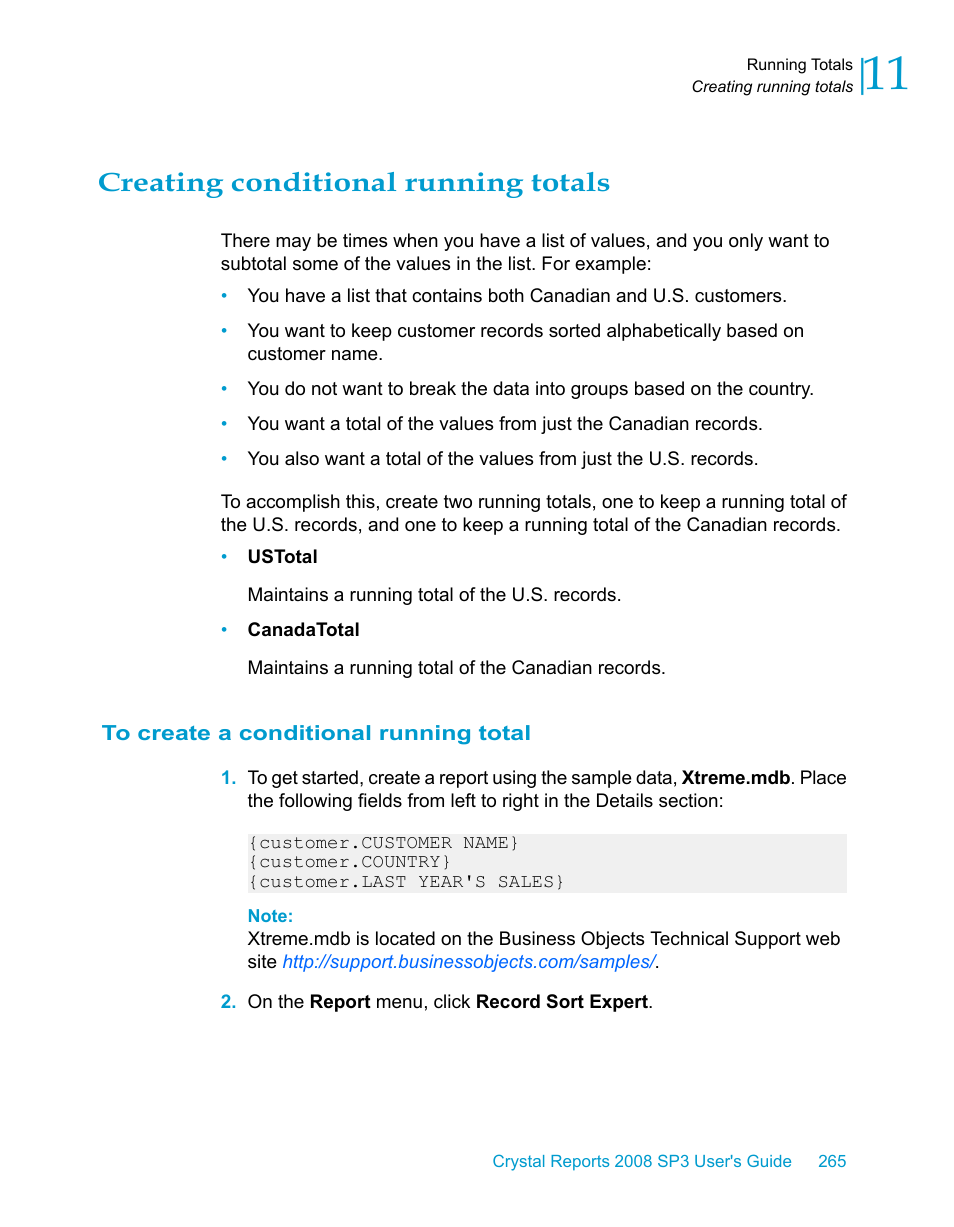 Creating conditional running totals, To create a conditional running total | HP Intelligent Management Center Standard Software Platform User Manual | Page 265 / 814