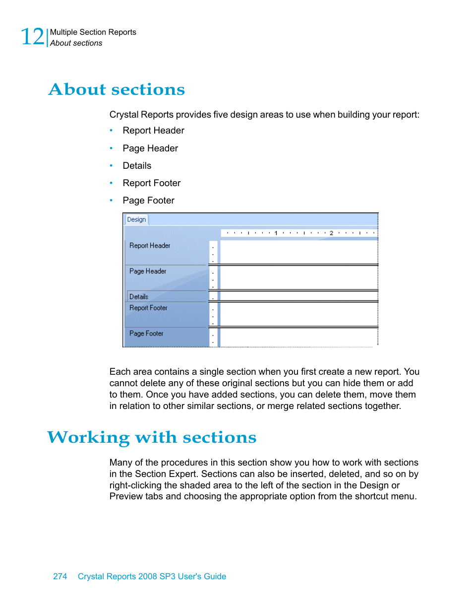 About sections, Working with sections | HP Intelligent Management Center Standard Software Platform User Manual | Page 274 / 814