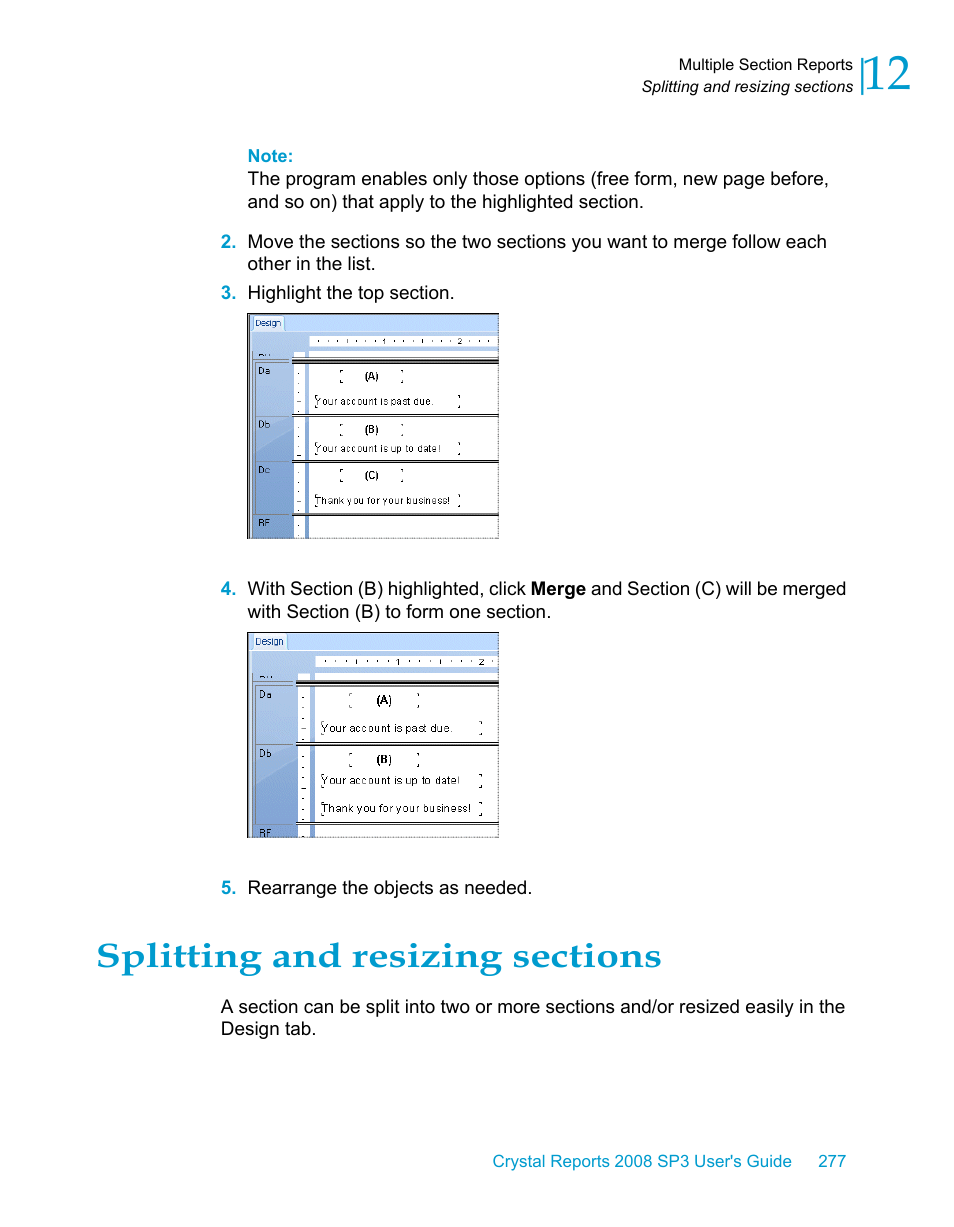 Splitting and resizing sections | HP Intelligent Management Center Standard Software Platform User Manual | Page 277 / 814