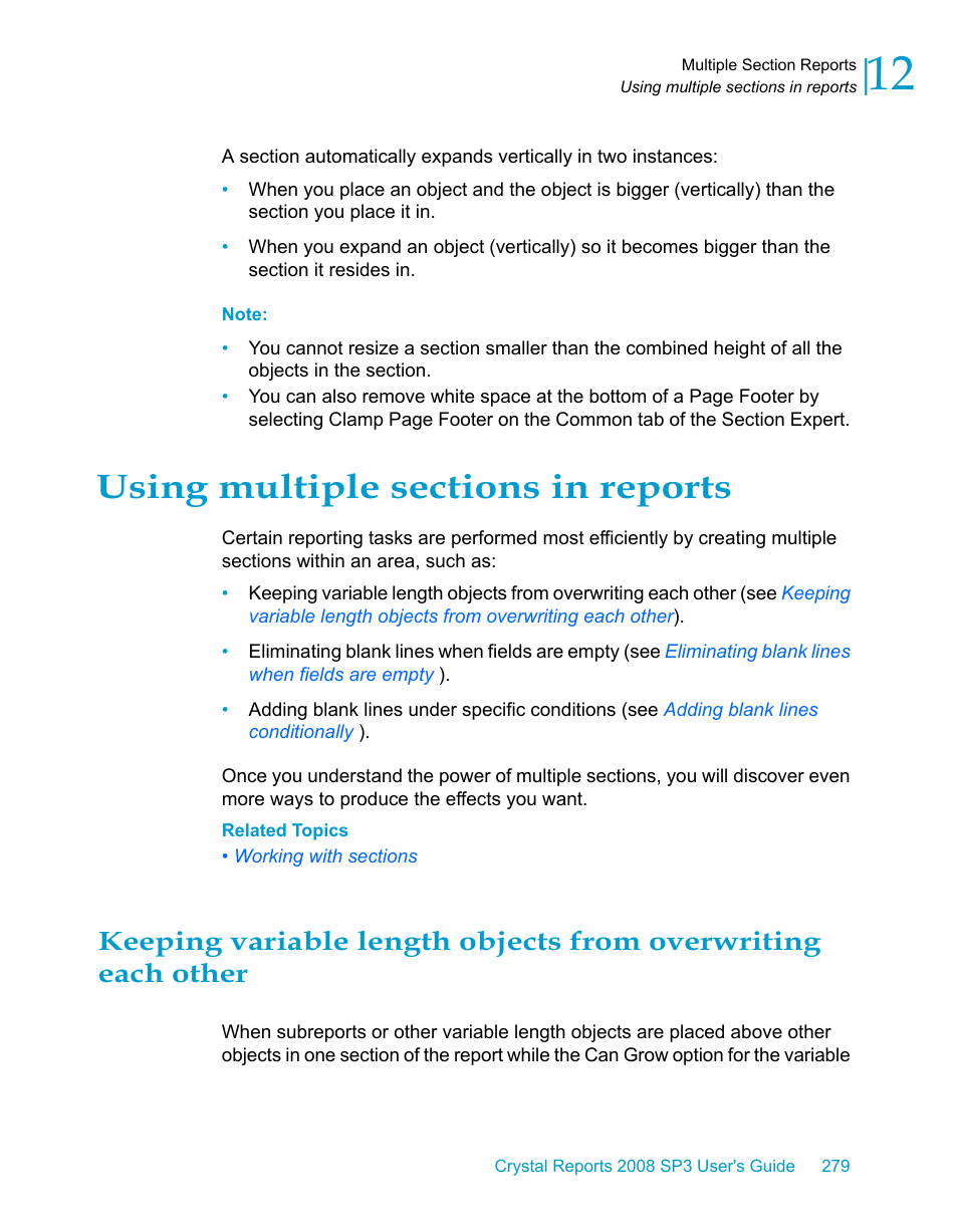 Using multiple sections in reports | HP Intelligent Management Center Standard Software Platform User Manual | Page 279 / 814