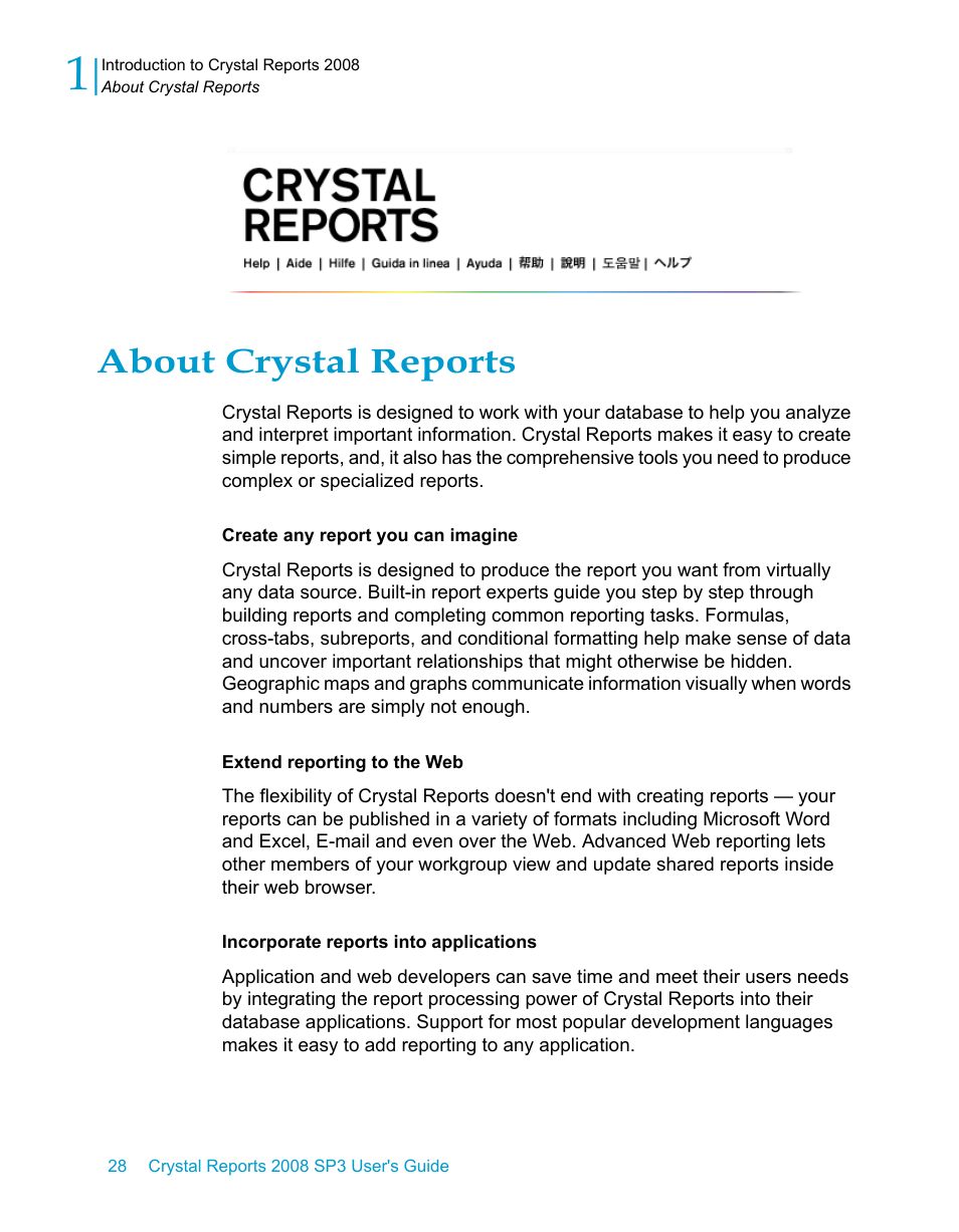 About crystal reports | HP Intelligent Management Center Standard Software Platform User Manual | Page 28 / 814