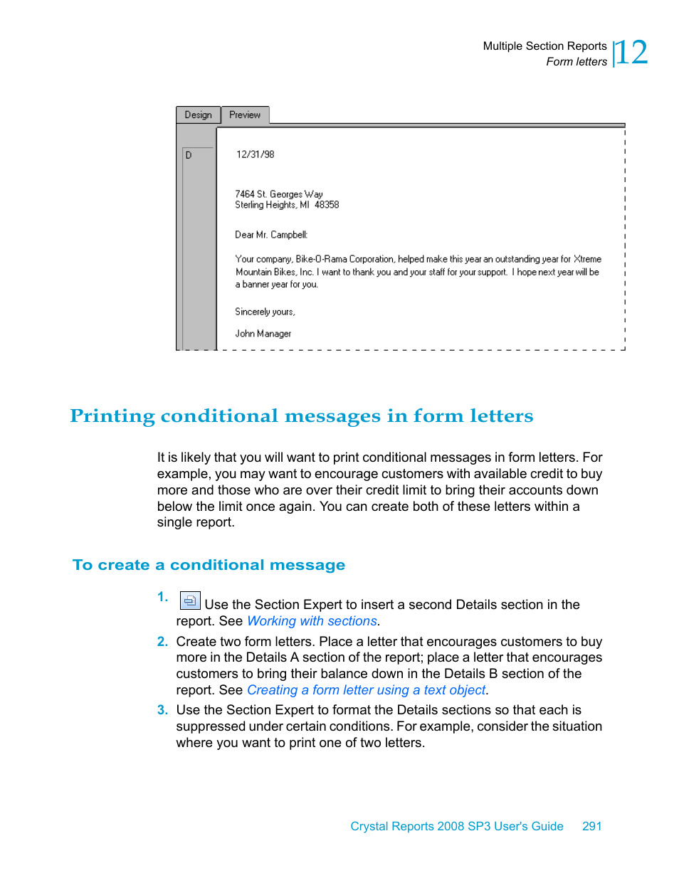 Printing conditional messages in form letters, To create a conditional message | HP Intelligent Management Center Standard Software Platform User Manual | Page 291 / 814