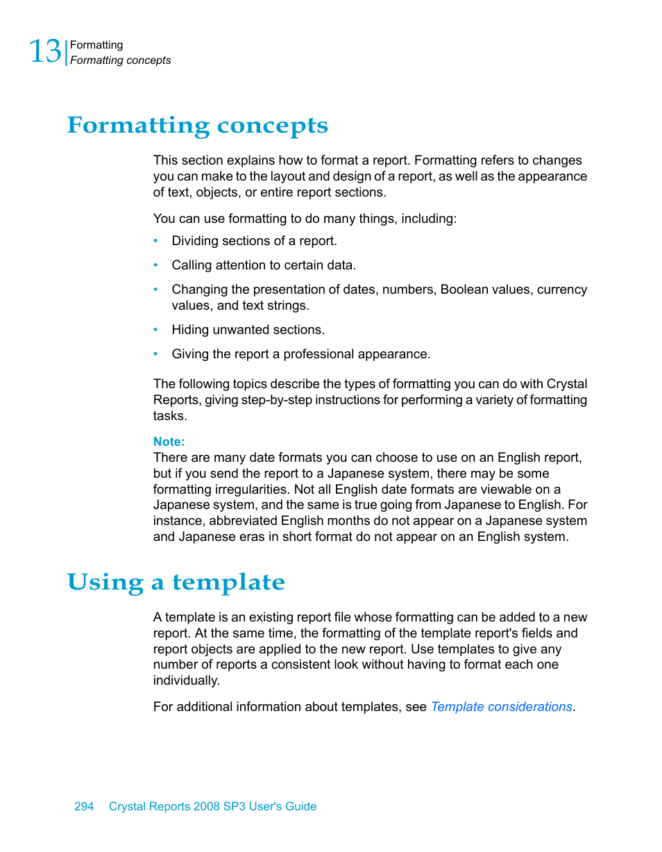 Formatting concepts, Using a template | HP Intelligent Management Center Standard Software Platform User Manual | Page 294 / 814