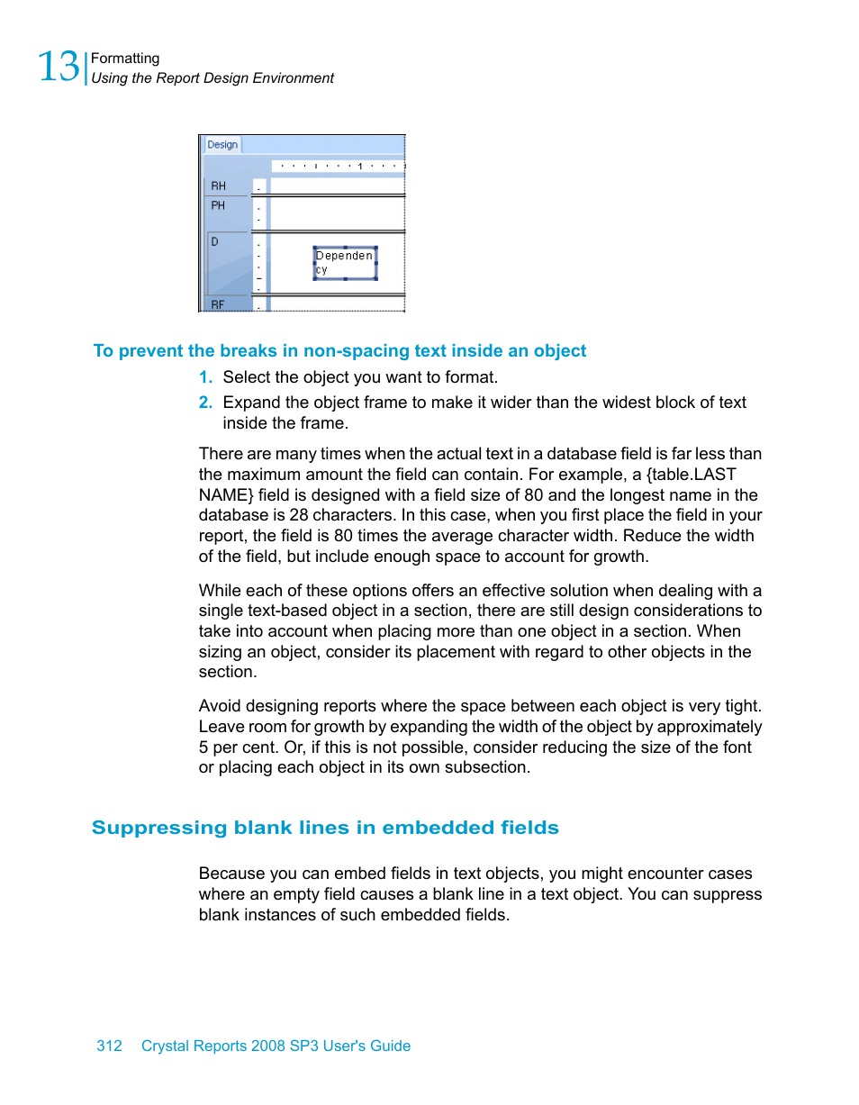 Suppressing blank lines in embedded fields | HP Intelligent Management Center Standard Software Platform User Manual | Page 312 / 814