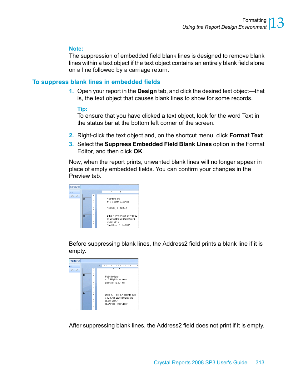 To suppress blank lines in embedded fields | HP Intelligent Management Center Standard Software Platform User Manual | Page 313 / 814