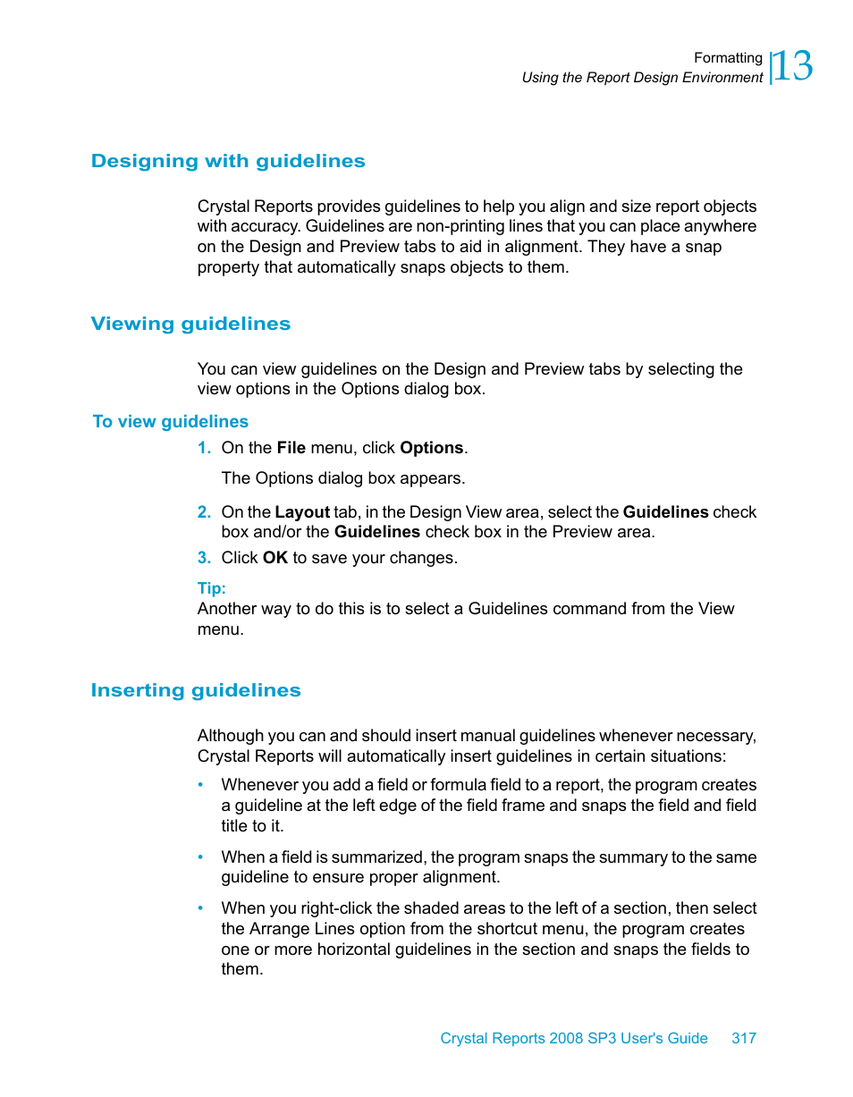 Designing with guidelines, Viewing guidelines, To view guidelines | Inserting guidelines | HP Intelligent Management Center Standard Software Platform User Manual | Page 317 / 814