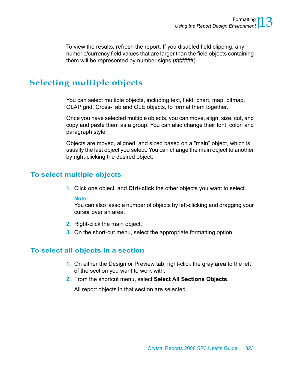 Selecting multiple objects, To select multiple objects, To select all objects in a section | HP Intelligent Management Center Standard Software Platform User Manual | Page 323 / 814