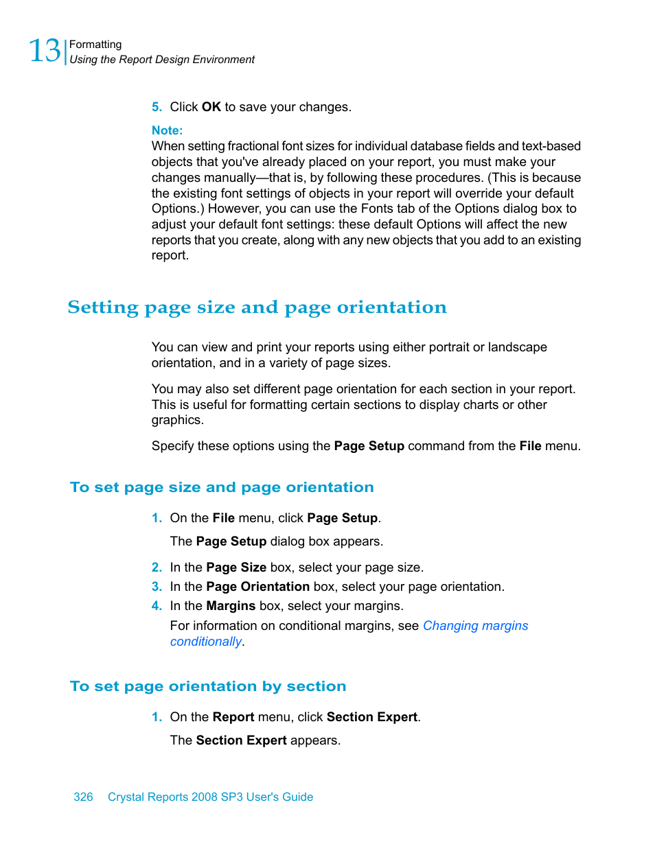 Setting page size and page orientation | HP Intelligent Management Center Standard Software Platform User Manual | Page 326 / 814