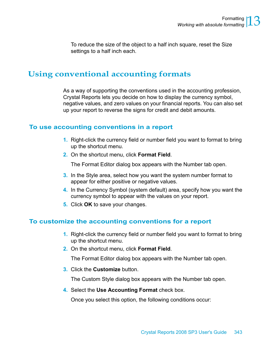 Using conventional accounting formats, To use accounting conventions in a report | HP Intelligent Management Center Standard Software Platform User Manual | Page 343 / 814