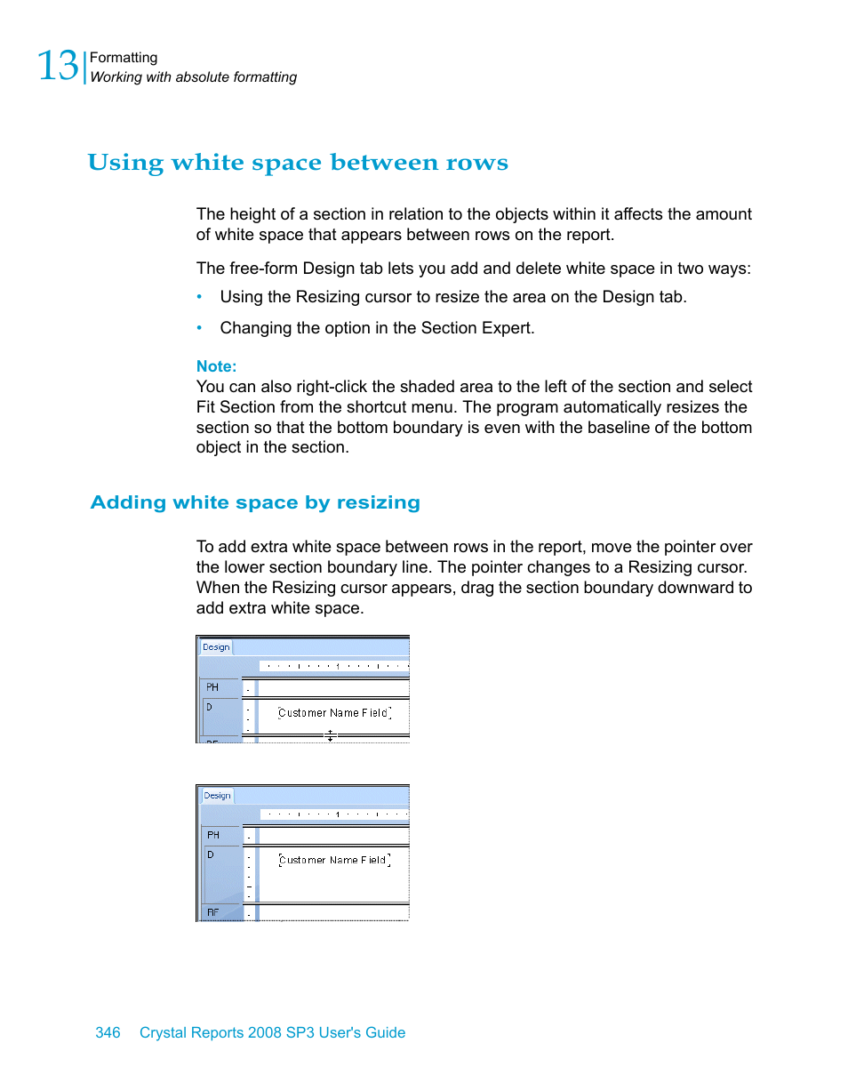 Using white space between rows, Adding white space by resizing, Using | White space between rows | HP Intelligent Management Center Standard Software Platform User Manual | Page 346 / 814