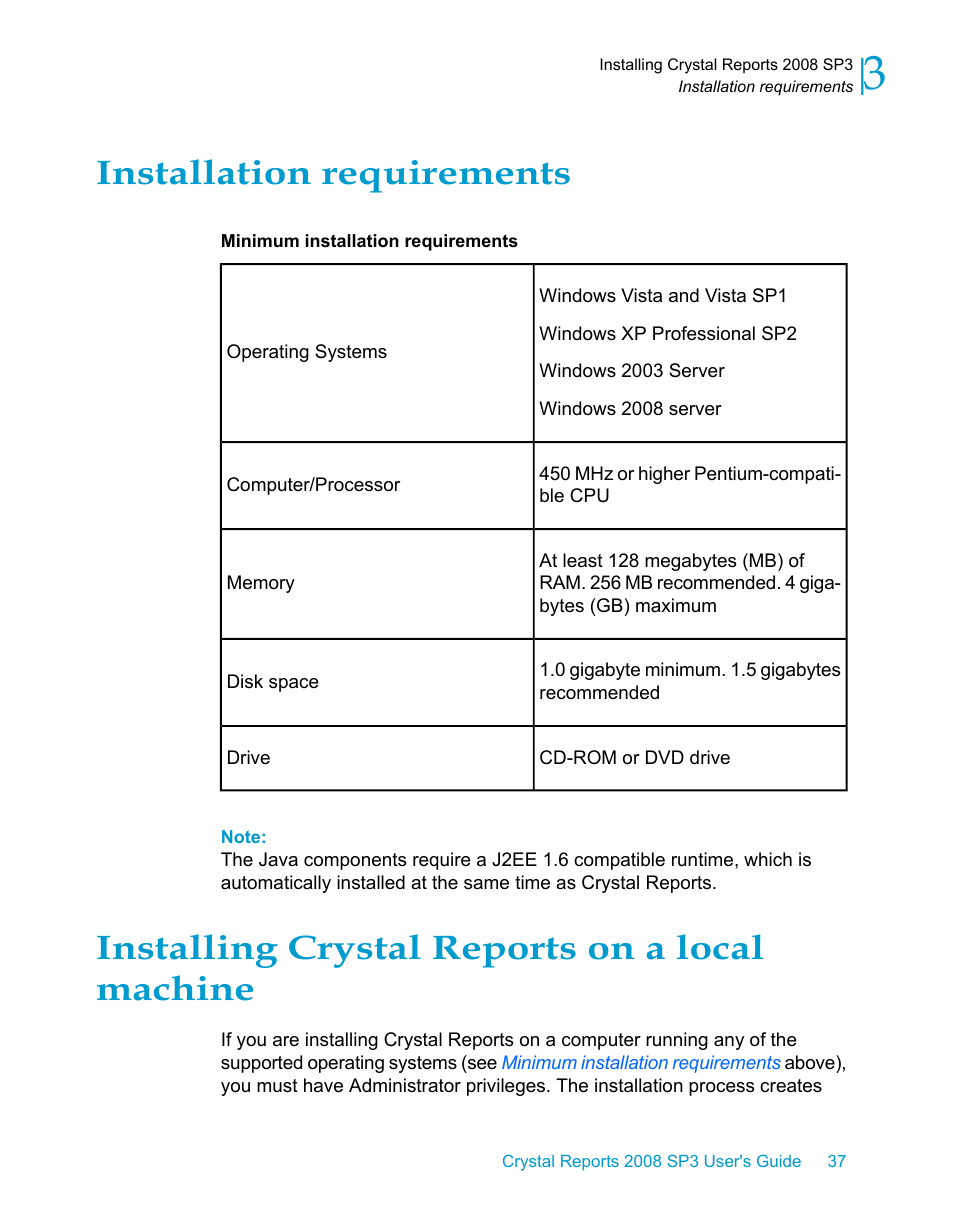 Installation requirements, Installing crystal reports on a local machine | HP Intelligent Management Center Standard Software Platform User Manual | Page 37 / 814