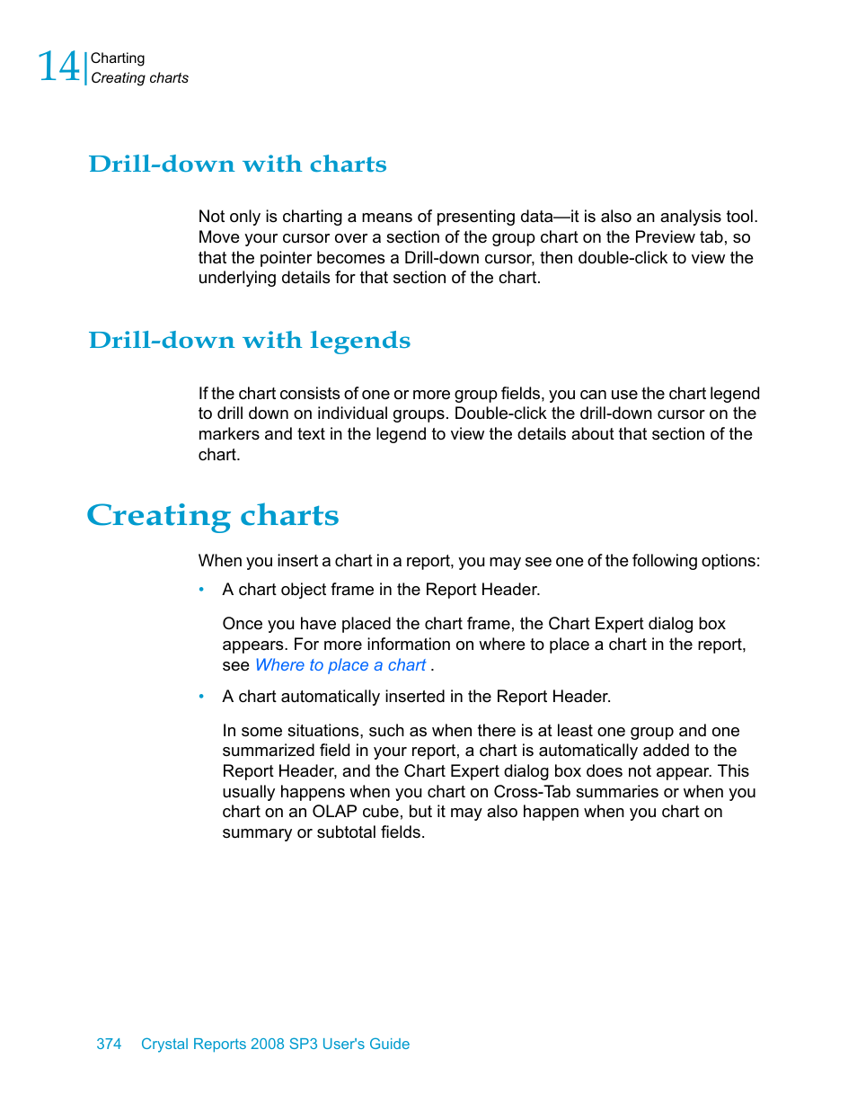 Drill-down with charts, Drill-down with legends, Creating charts | HP Intelligent Management Center Standard Software Platform User Manual | Page 374 / 814