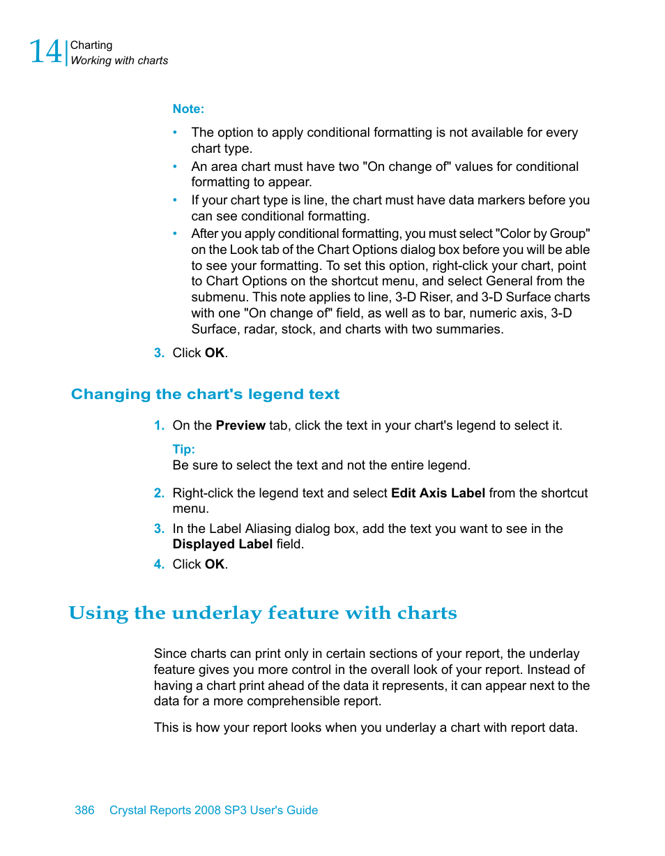 Changing the chart's legend text, Using the underlay feature with charts | HP Intelligent Management Center Standard Software Platform User Manual | Page 386 / 814