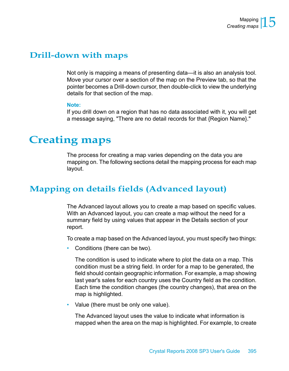 Drill-down with maps, Creating maps, Mapping on details fields (advanced layout) | HP Intelligent Management Center Standard Software Platform User Manual | Page 395 / 814