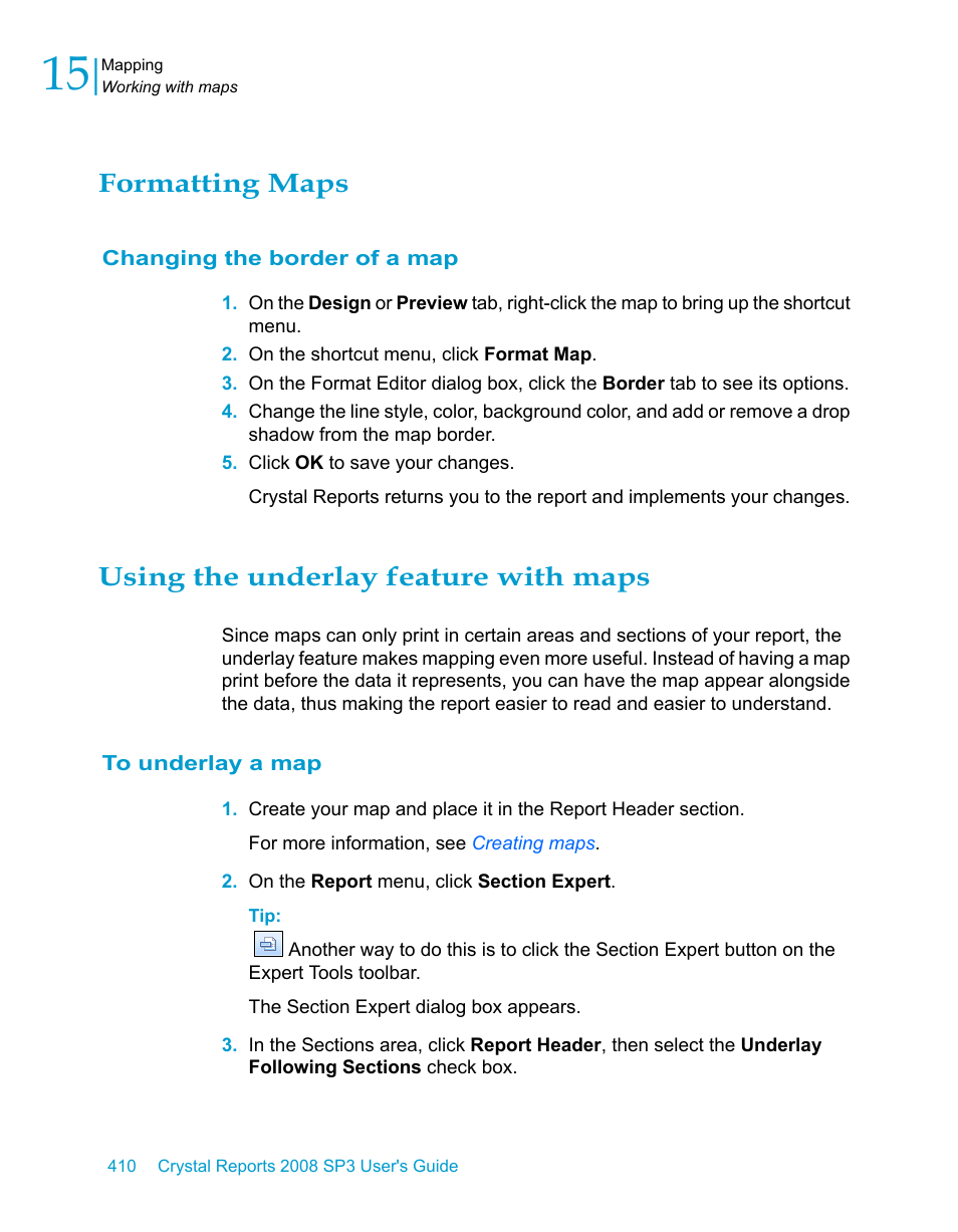 Formatting maps, Changing the border of a map, Using the underlay feature with maps | To underlay a map | HP Intelligent Management Center Standard Software Platform User Manual | Page 410 / 814