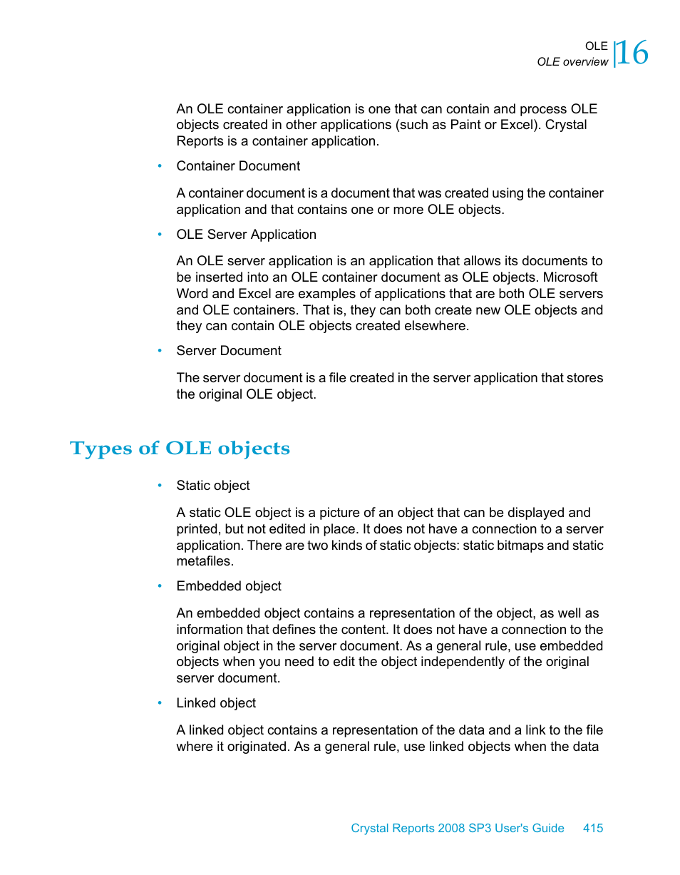 Types of ole objects | HP Intelligent Management Center Standard Software Platform User Manual | Page 415 / 814