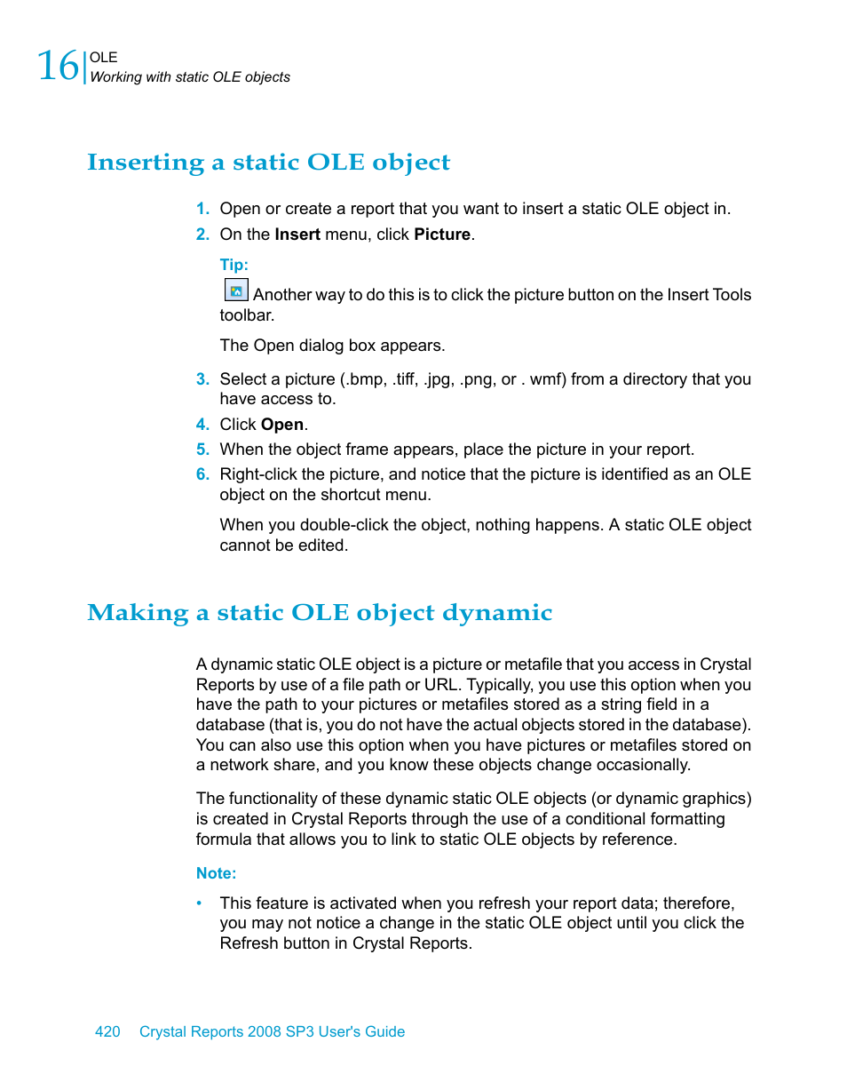 Inserting a static ole object, Making a static ole object dynamic, Making a static ole | Object dynamic | HP Intelligent Management Center Standard Software Platform User Manual | Page 420 / 814