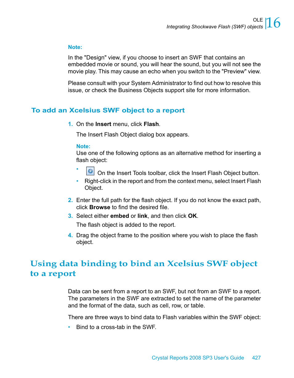 To add an xcelsius swf object to a report | HP Intelligent Management Center Standard Software Platform User Manual | Page 427 / 814