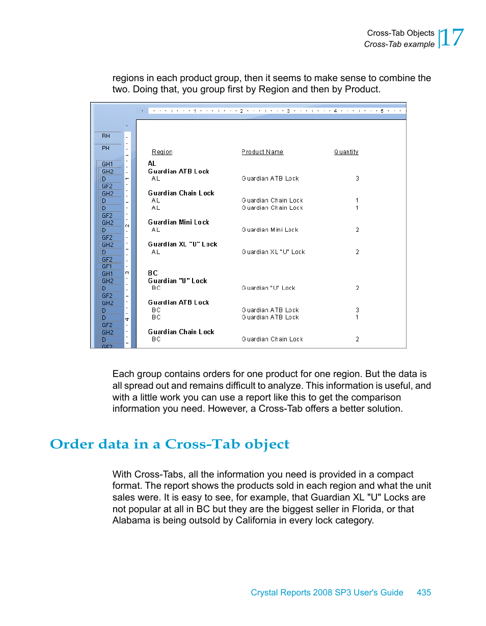 Order data in a cross-tab object | HP Intelligent Management Center Standard Software Platform User Manual | Page 435 / 814