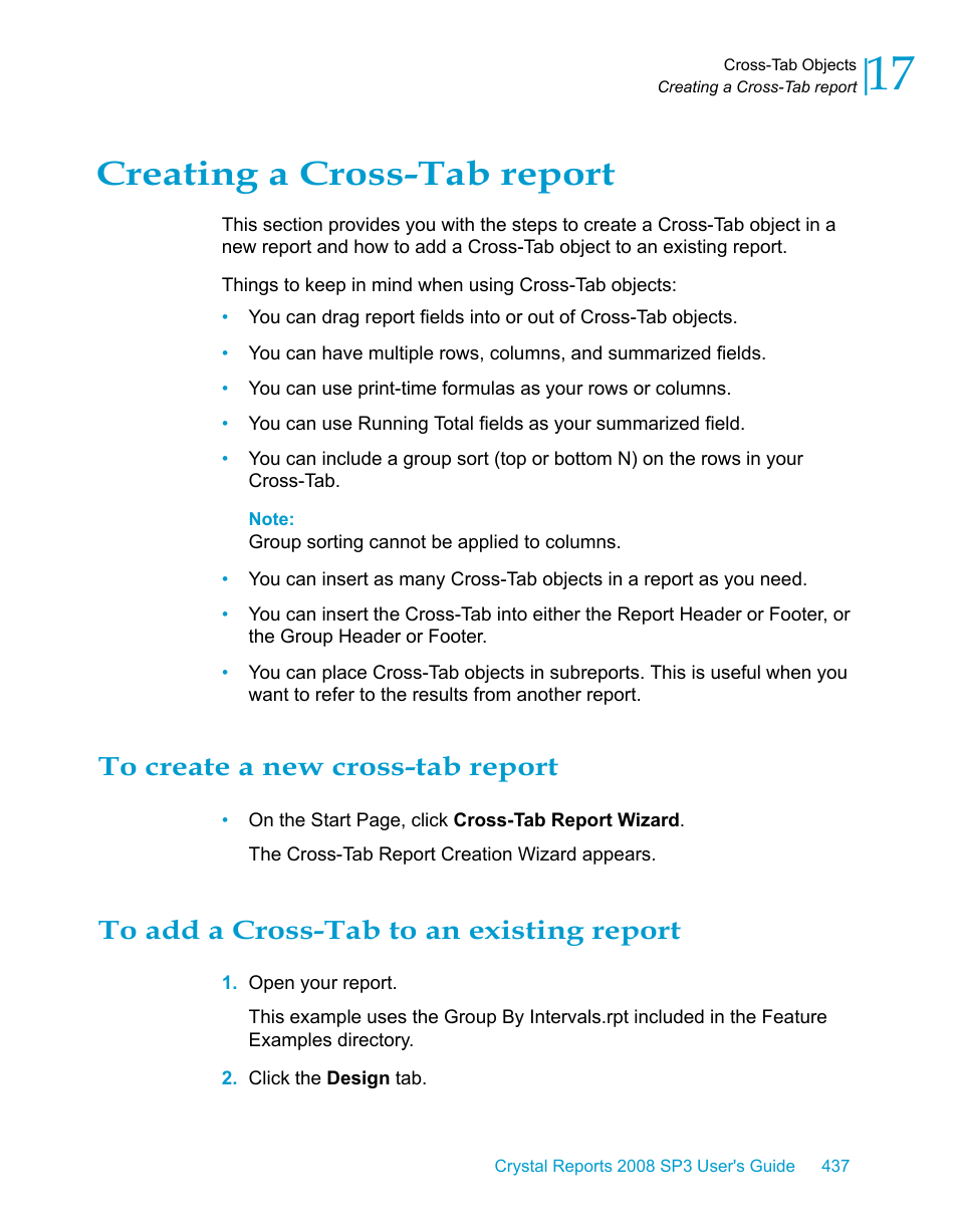 Creating a cross-tab report, To create a new cross-tab report, To add a cross-tab to an existing report | HP Intelligent Management Center Standard Software Platform User Manual | Page 437 / 814