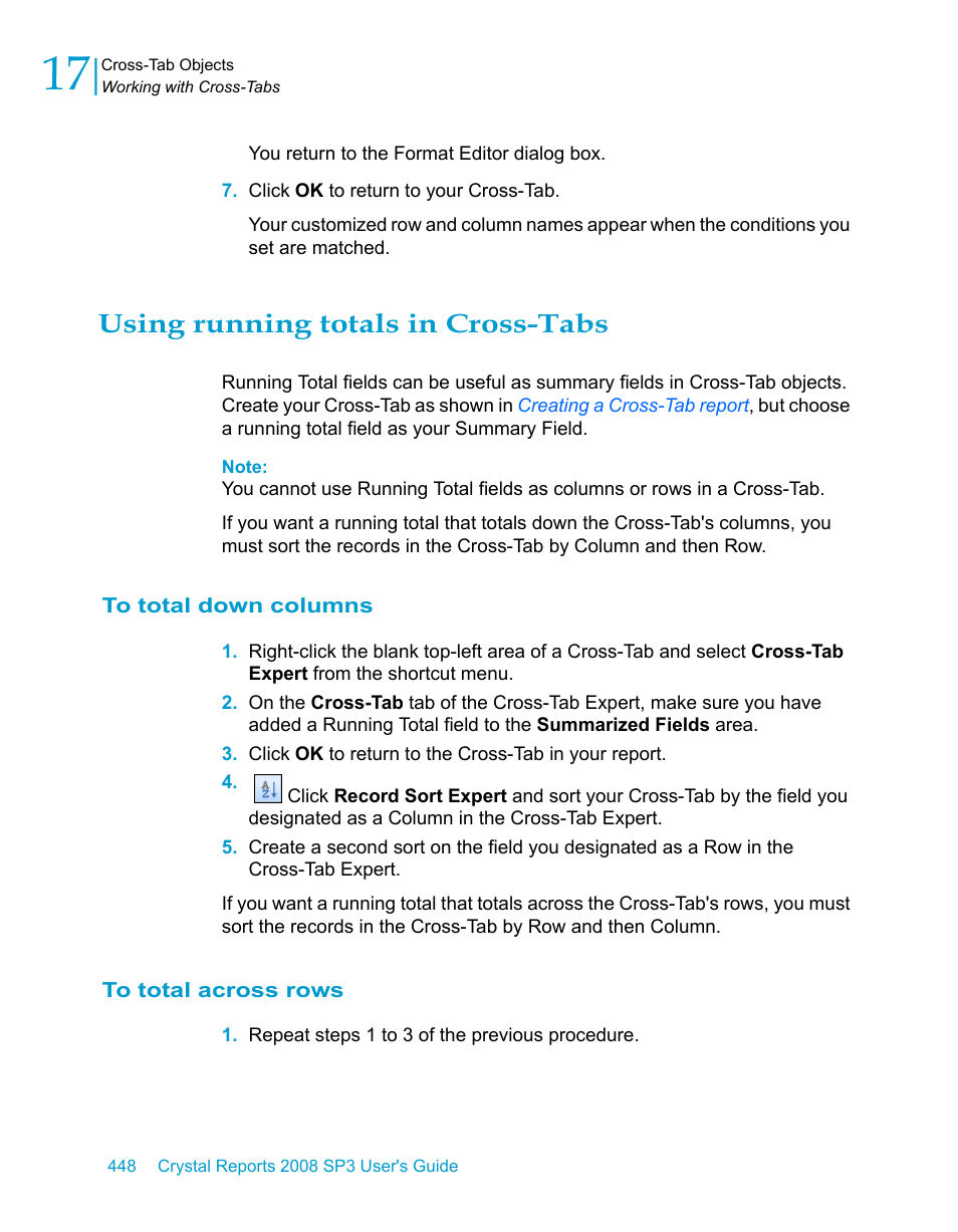 Using running totals in cross-tabs, To total down columns, To total across rows | HP Intelligent Management Center Standard Software Platform User Manual | Page 448 / 814