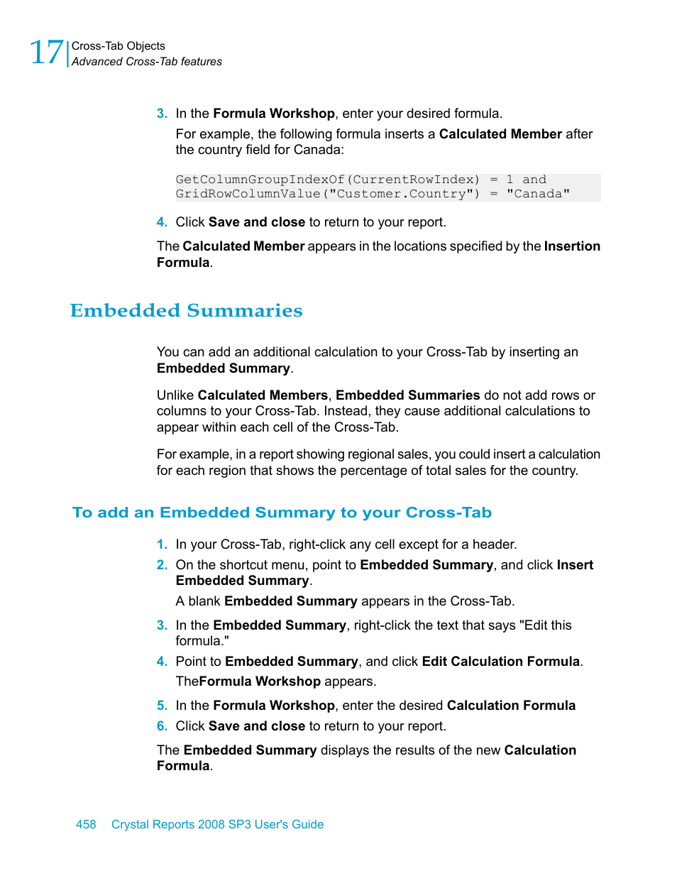 Embedded summaries, To add an embedded summary to your cross-tab | HP Intelligent Management Center Standard Software Platform User Manual | Page 458 / 814