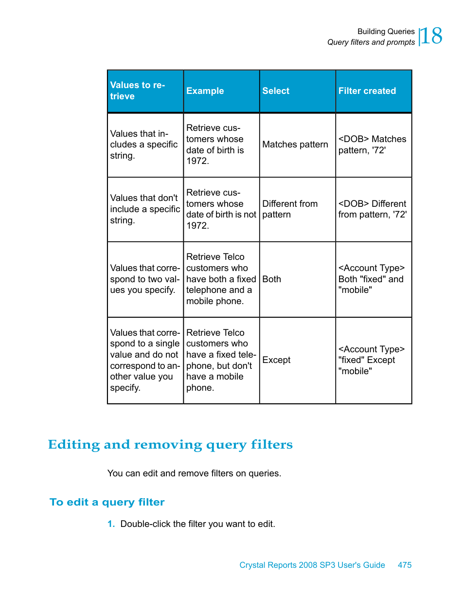 Editing and removing query filters, To edit a query filter | HP Intelligent Management Center Standard Software Platform User Manual | Page 475 / 814