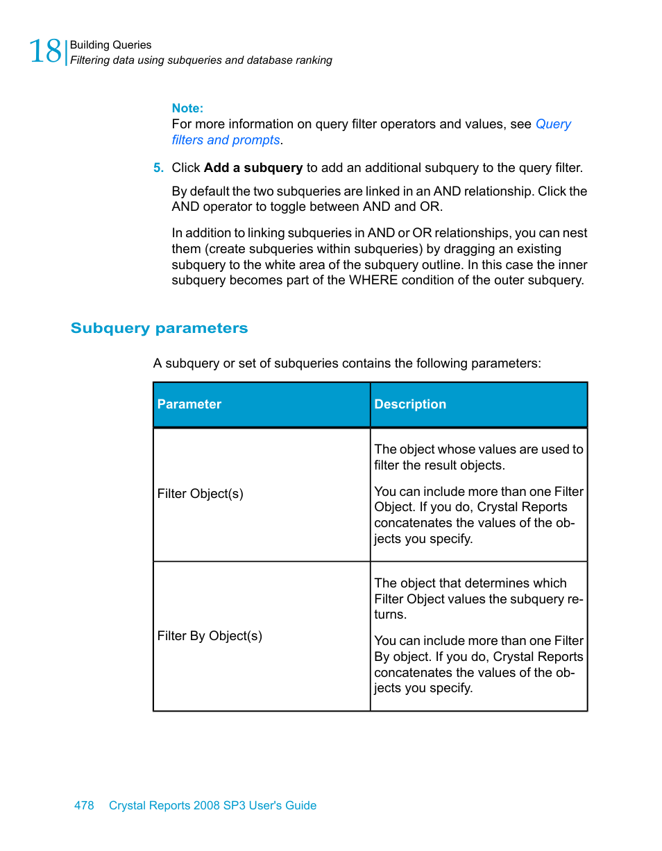 Subquery parameters | HP Intelligent Management Center Standard Software Platform User Manual | Page 478 / 814