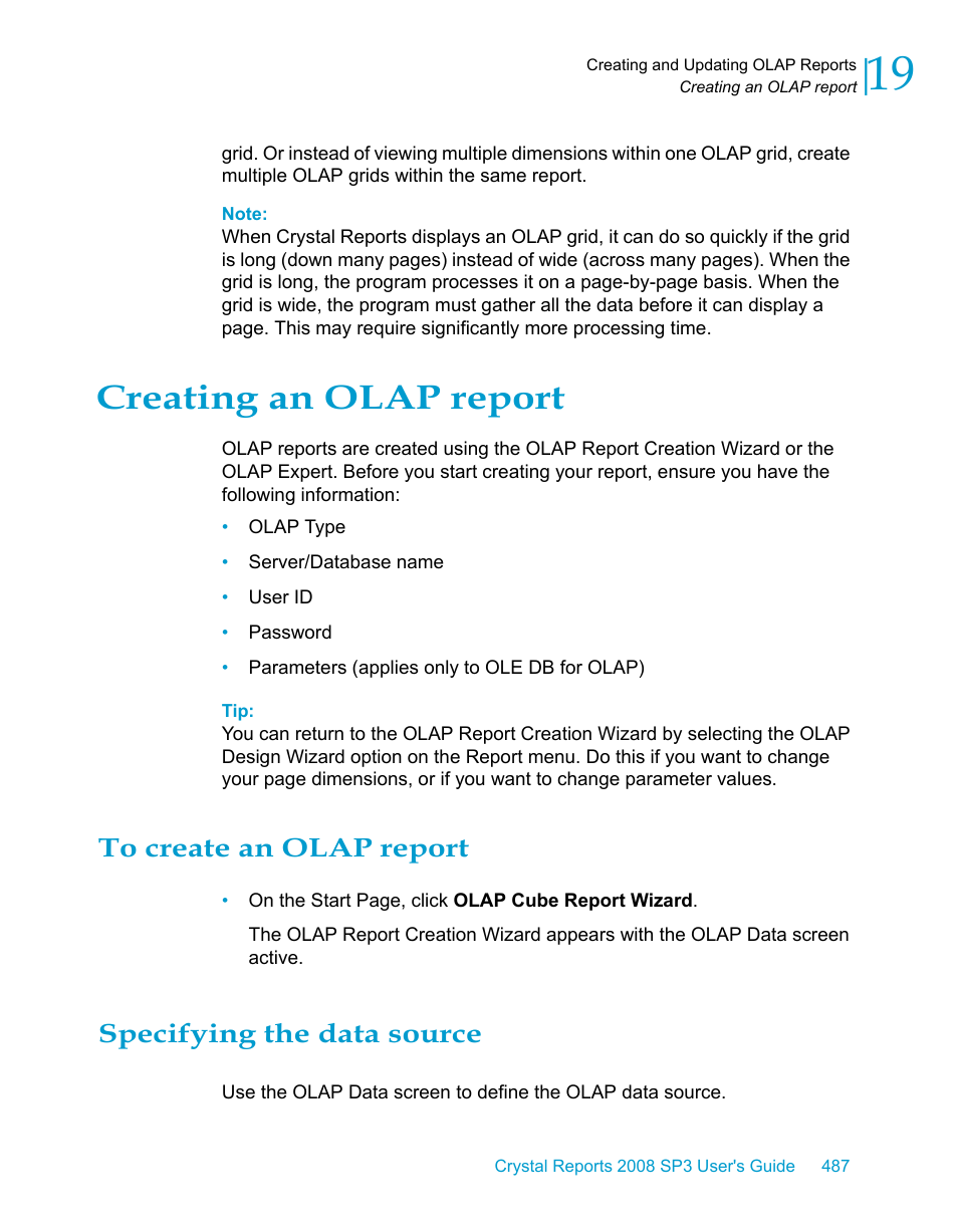 Creating an olap report, To create an olap report, Specifying the data source | HP Intelligent Management Center Standard Software Platform User Manual | Page 487 / 814