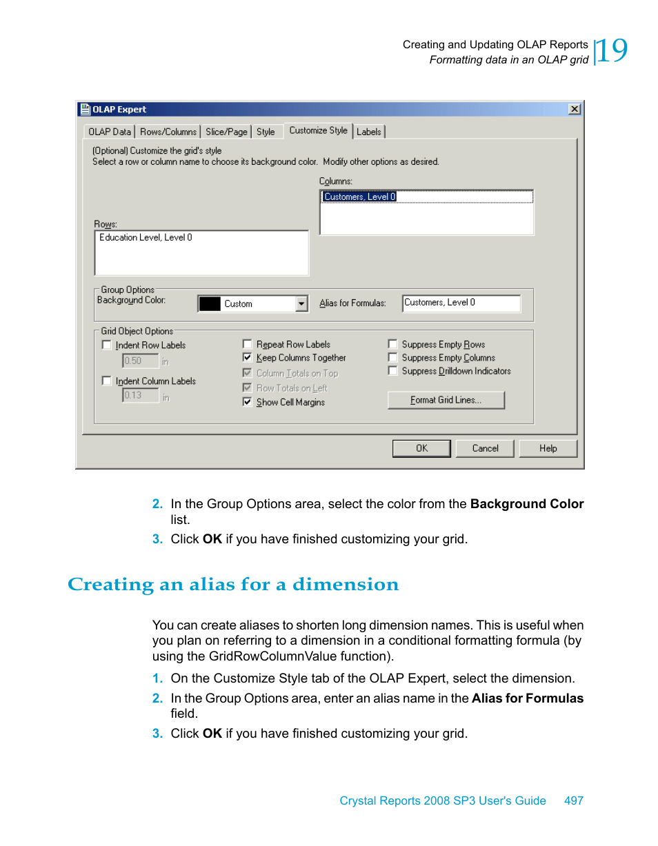 Creating an alias for a dimension | HP Intelligent Management Center Standard Software Platform User Manual | Page 497 / 814