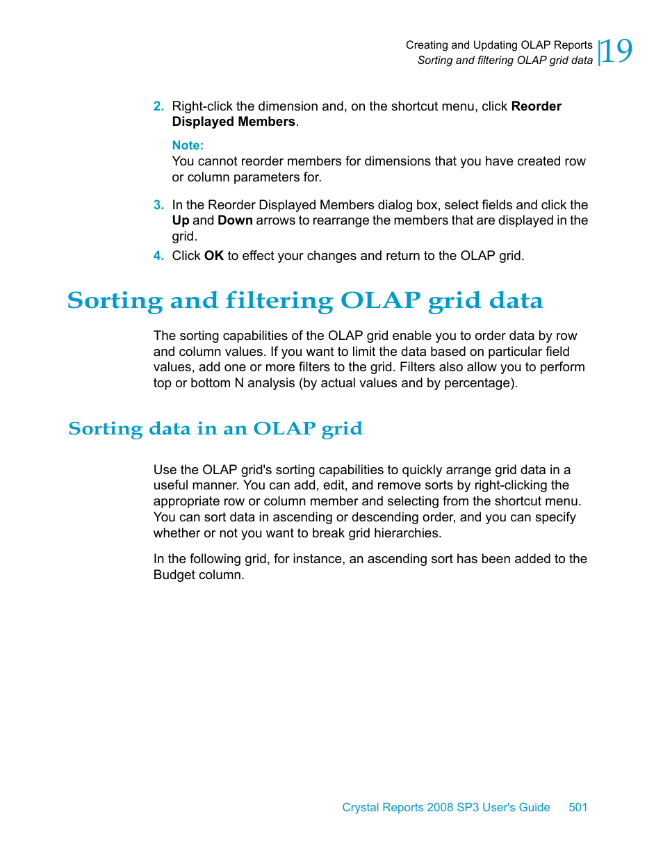 Sorting and filtering olap grid data, Sorting data in an olap grid | HP Intelligent Management Center Standard Software Platform User Manual | Page 501 / 814