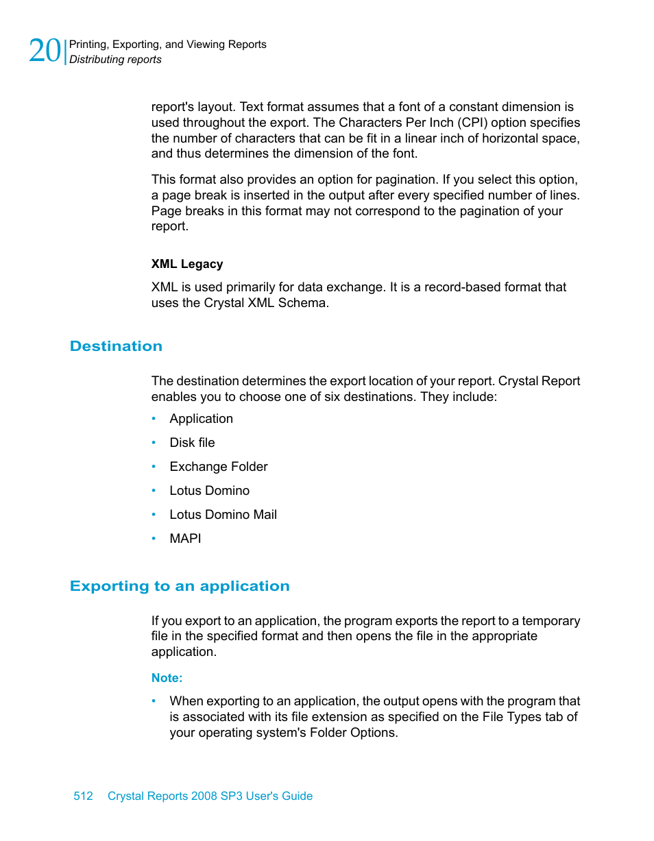 Destination, Exporting to an application | HP Intelligent Management Center Standard Software Platform User Manual | Page 512 / 814