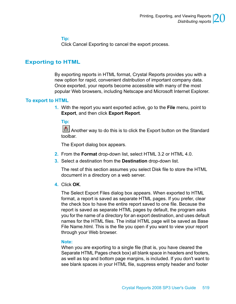 Exporting to html, To export to html | HP Intelligent Management Center Standard Software Platform User Manual | Page 519 / 814