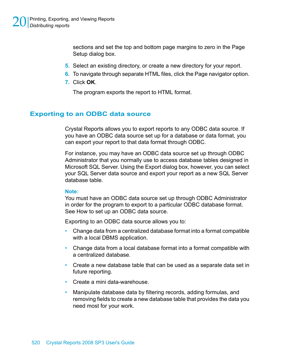 Exporting to an odbc data source | HP Intelligent Management Center Standard Software Platform User Manual | Page 520 / 814