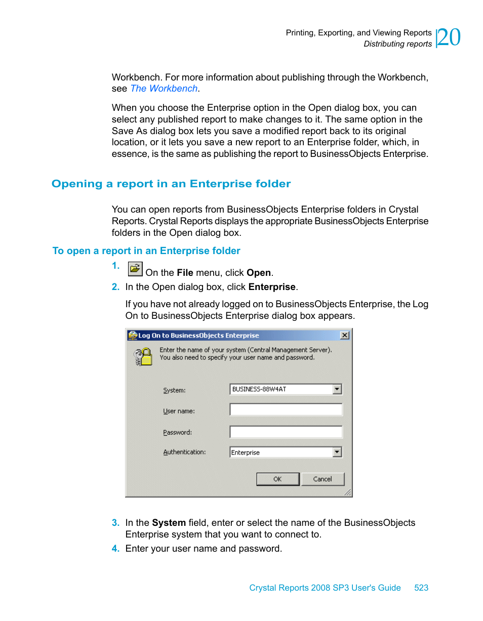 Opening a report in an enterprise folder, To open a report in an enterprise folder | HP Intelligent Management Center Standard Software Platform User Manual | Page 523 / 814