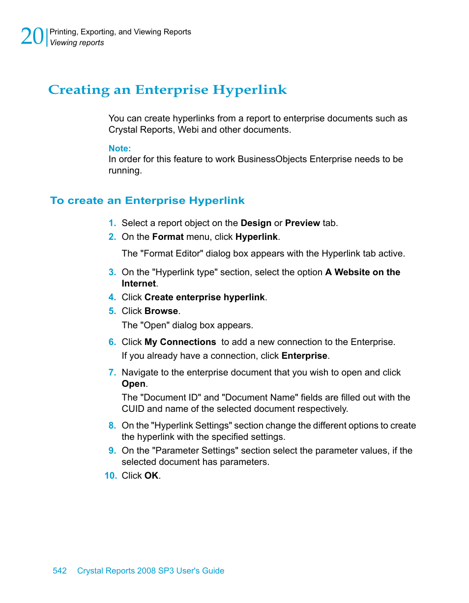 Creating an enterprise hyperlink, To create an enterprise hyperlink | HP Intelligent Management Center Standard Software Platform User Manual | Page 542 / 814