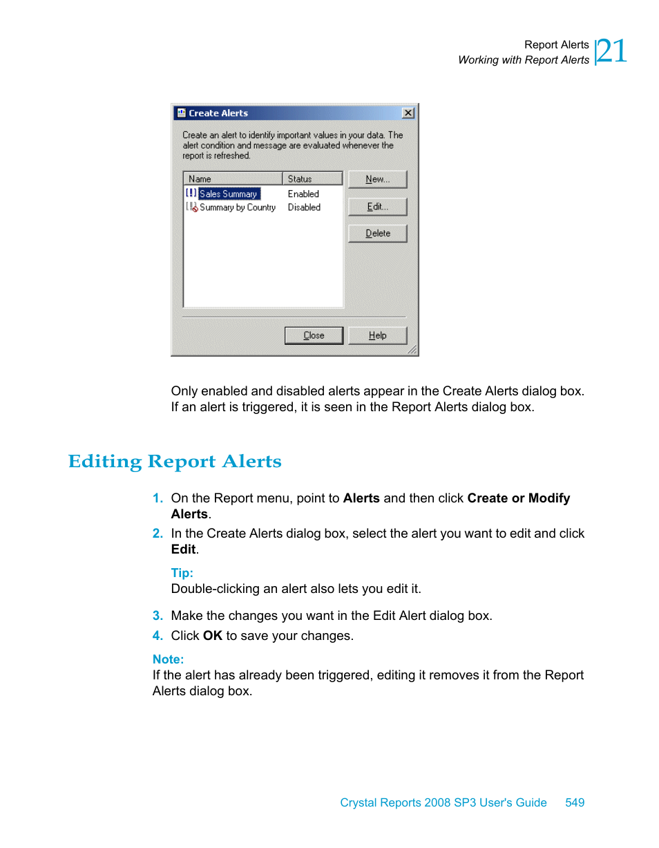 Editing report alerts | HP Intelligent Management Center Standard Software Platform User Manual | Page 549 / 814