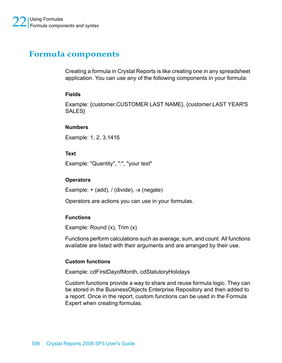 Formula components | HP Intelligent Management Center Standard Software Platform User Manual | Page 556 / 814