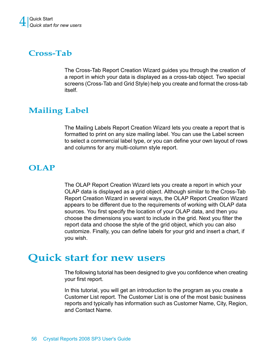 Cross-tab, Mailing label, Olap | Quick start for new users, Quick start, For new users | HP Intelligent Management Center Standard Software Platform User Manual | Page 56 / 814