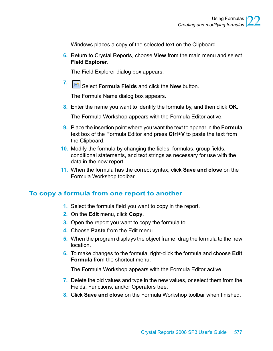 To copy a formula from one report to another | HP Intelligent Management Center Standard Software Platform User Manual | Page 577 / 814