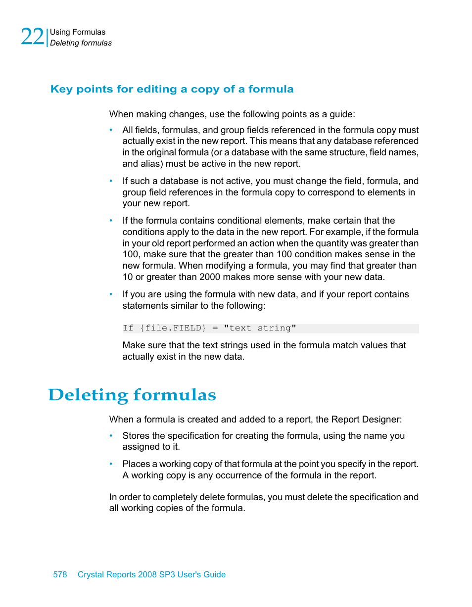 Key points for editing a copy of a formula, Deleting formulas | HP Intelligent Management Center Standard Software Platform User Manual | Page 578 / 814