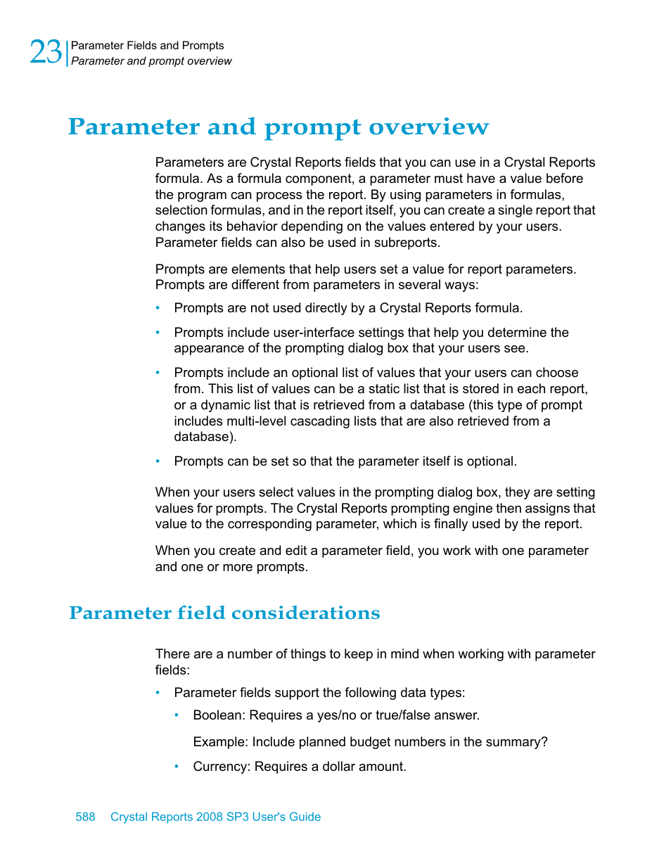 Parameter and prompt overview, Parameter field considerations, Parameter and prompt | Overview | HP Intelligent Management Center Standard Software Platform User Manual | Page 588 / 814