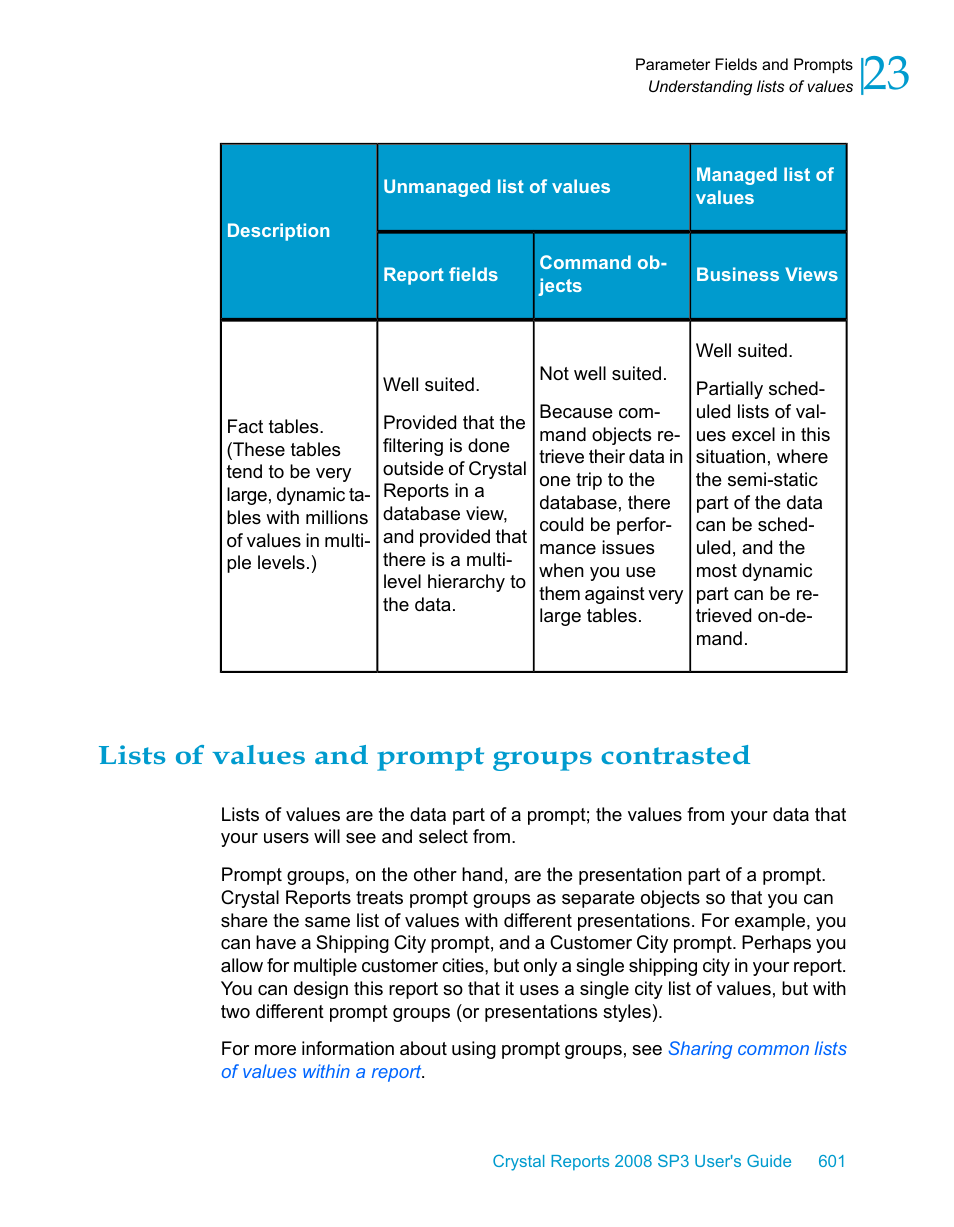 Lists of values and prompt groups contrasted | HP Intelligent Management Center Standard Software Platform User Manual | Page 601 / 814