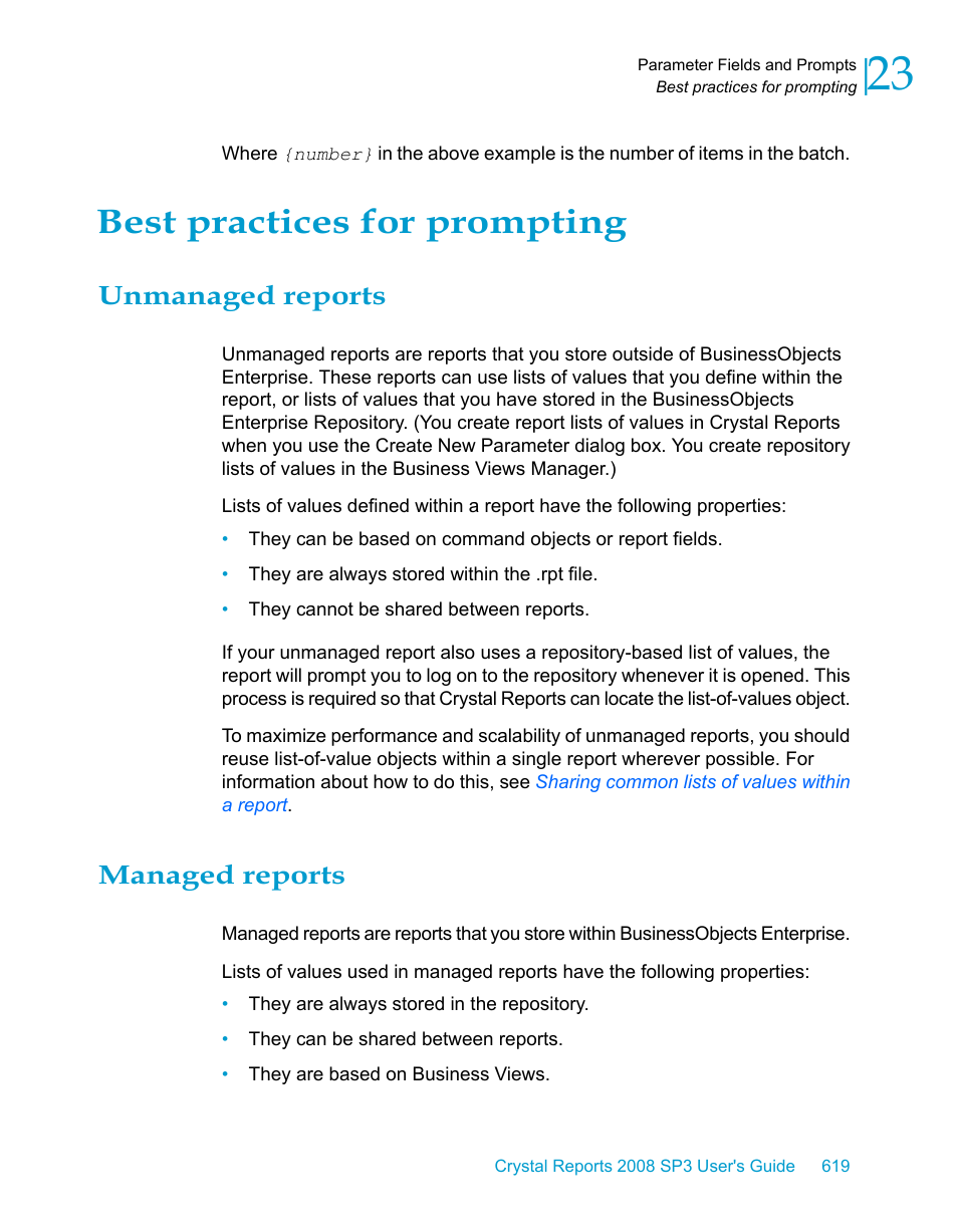 Best practices for prompting, Unmanaged reports, Managed reports | HP Intelligent Management Center Standard Software Platform User Manual | Page 619 / 814