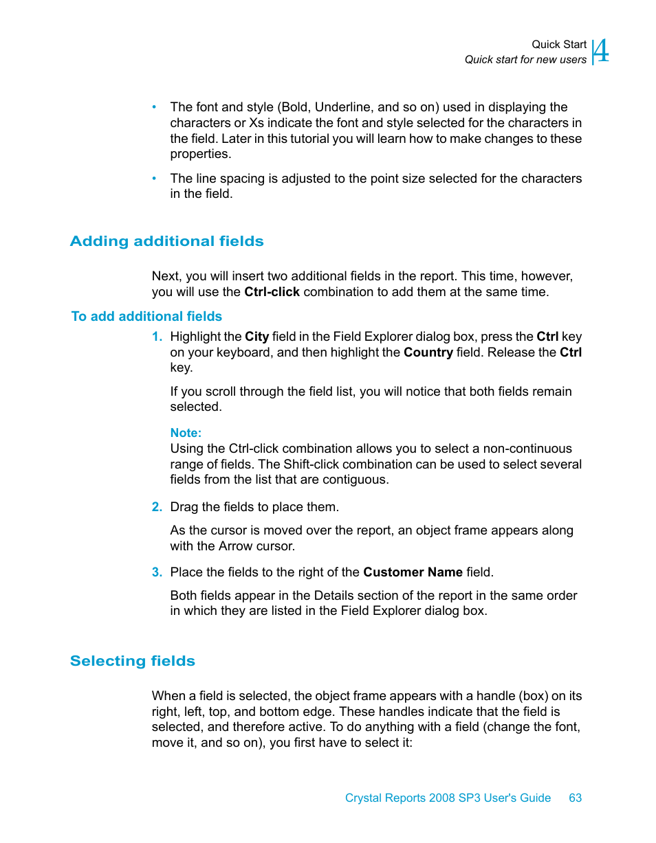 Adding additional fields, To add additional fields, Selecting fields | HP Intelligent Management Center Standard Software Platform User Manual | Page 63 / 814