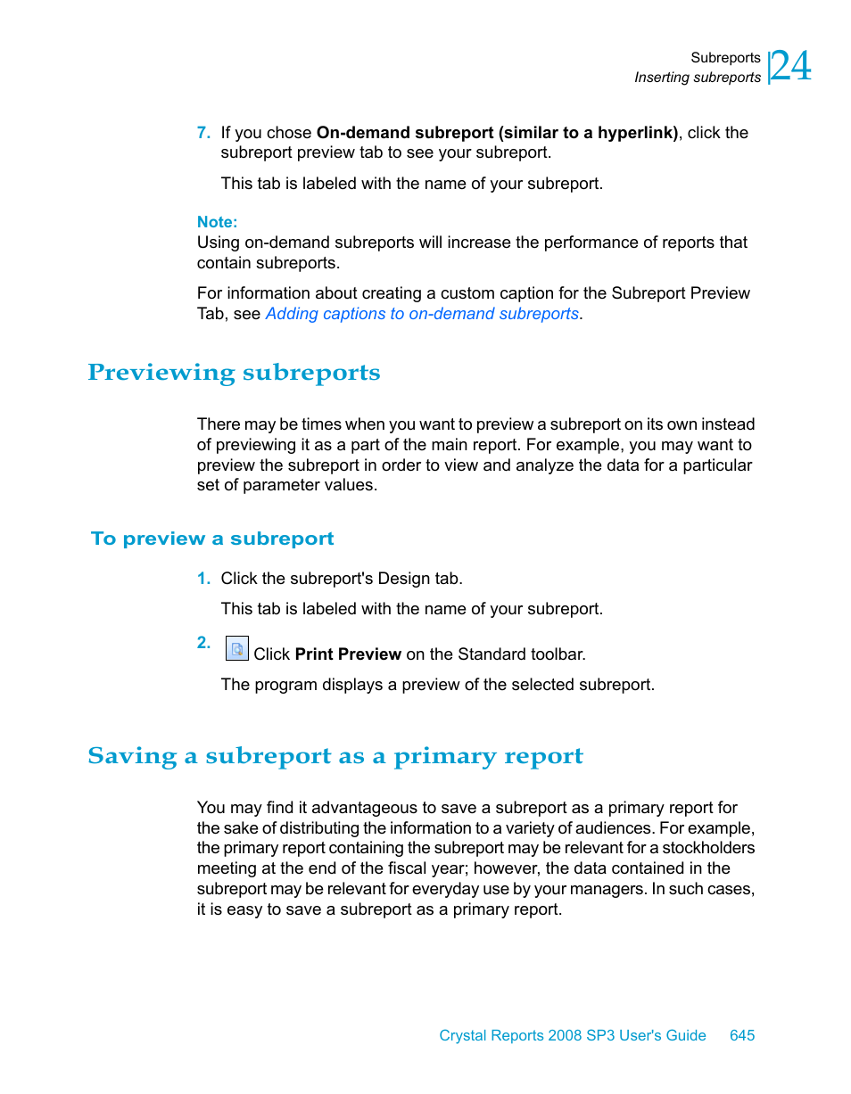 Previewing subreports, To preview a subreport, Saving a subreport as a primary report | HP Intelligent Management Center Standard Software Platform User Manual | Page 645 / 814