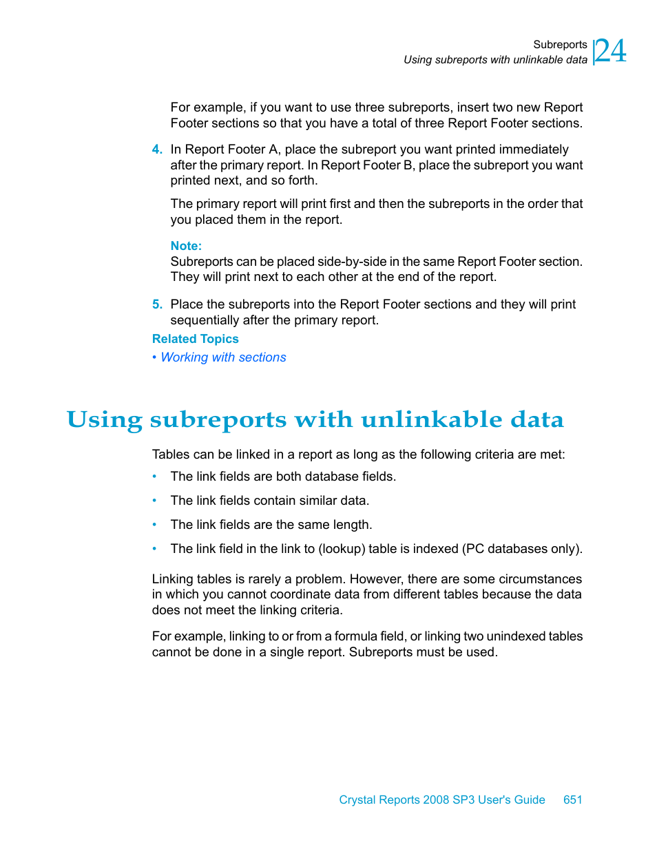 Using subreports with unlinkable data, Using subreports, With unlinkable data | HP Intelligent Management Center Standard Software Platform User Manual | Page 651 / 814