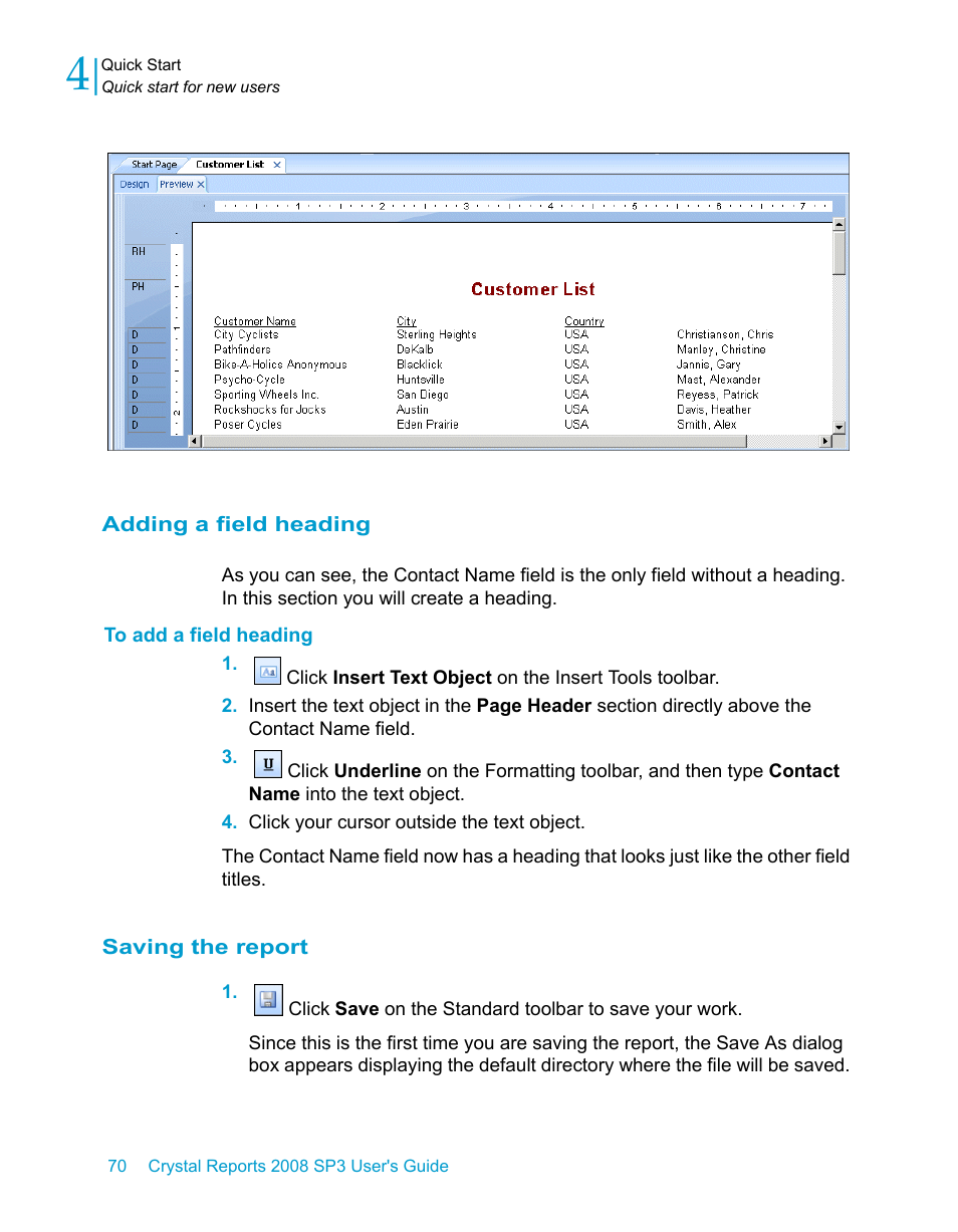 Adding a field heading, To add a field heading, Saving the report | HP Intelligent Management Center Standard Software Platform User Manual | Page 70 / 814