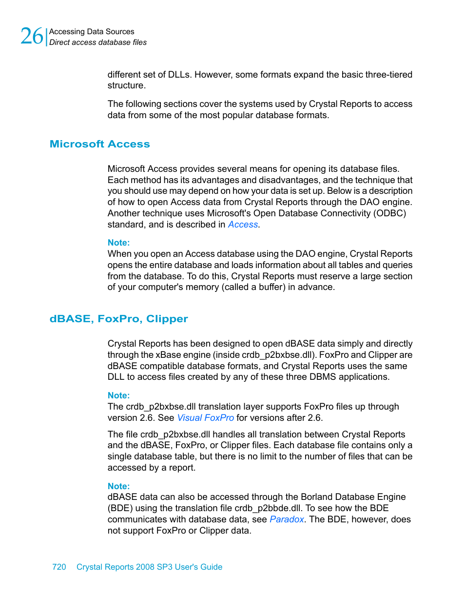 Microsoft access, Dbase, foxpro, clipper | HP Intelligent Management Center Standard Software Platform User Manual | Page 720 / 814