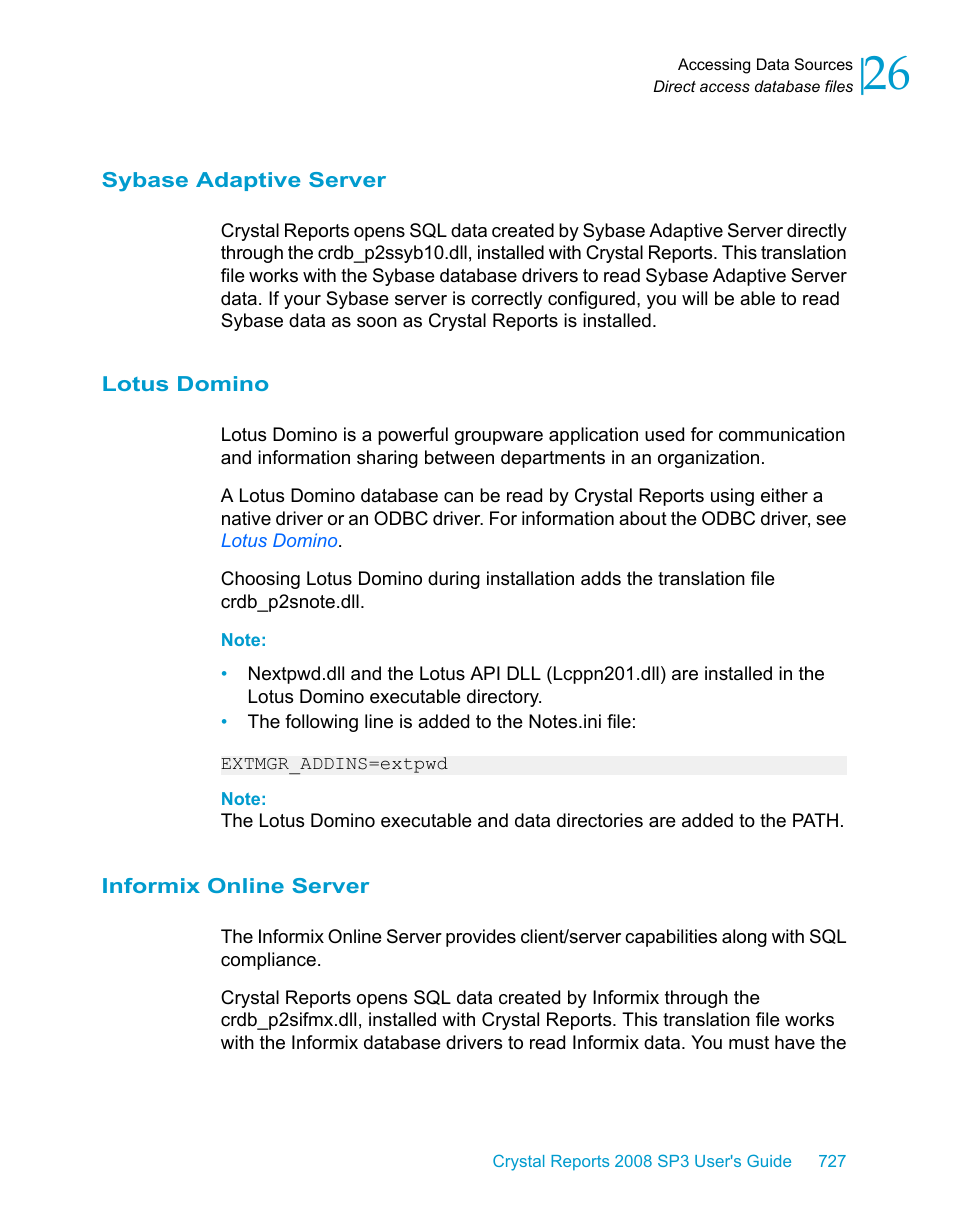 Sybase adaptive server, Lotus domino, Informix online server | HP Intelligent Management Center Standard Software Platform User Manual | Page 727 / 814